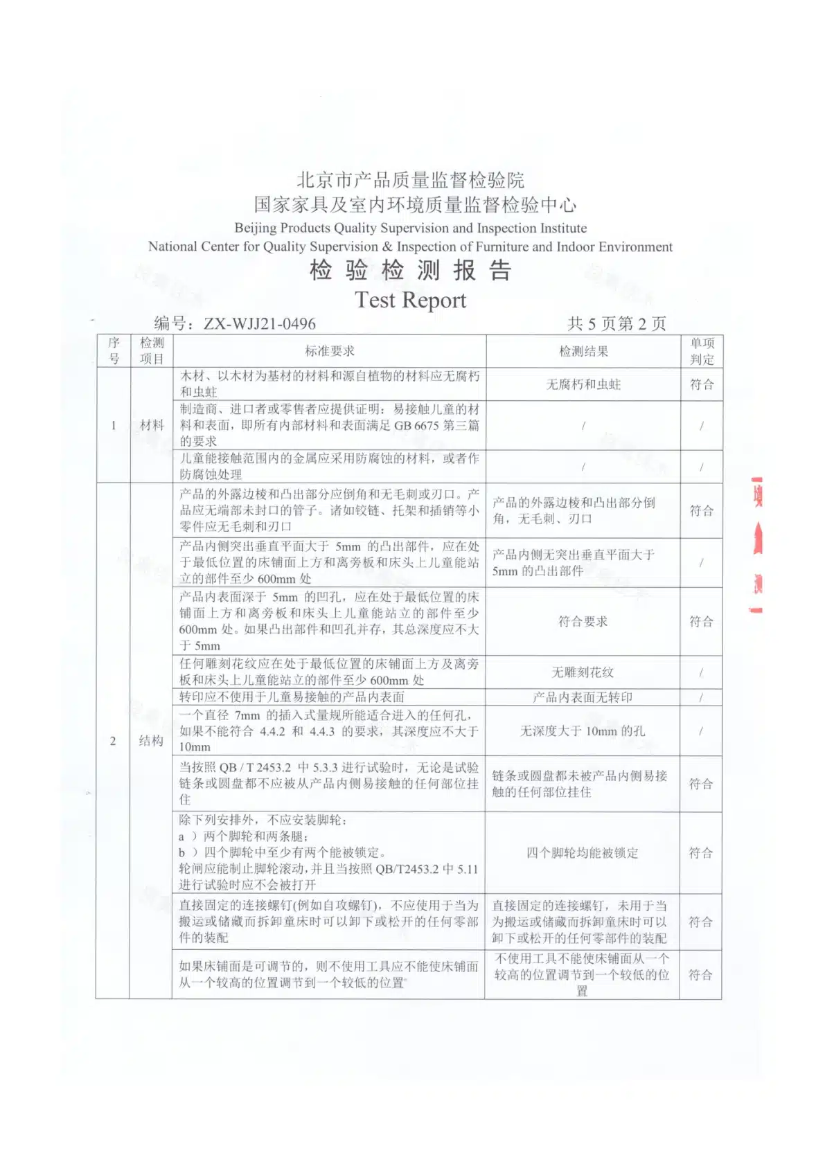 2021年婴儿床检测报告预览图