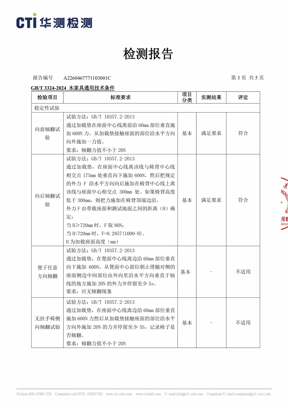 2026年广岛椅稳定性检测报告预览图