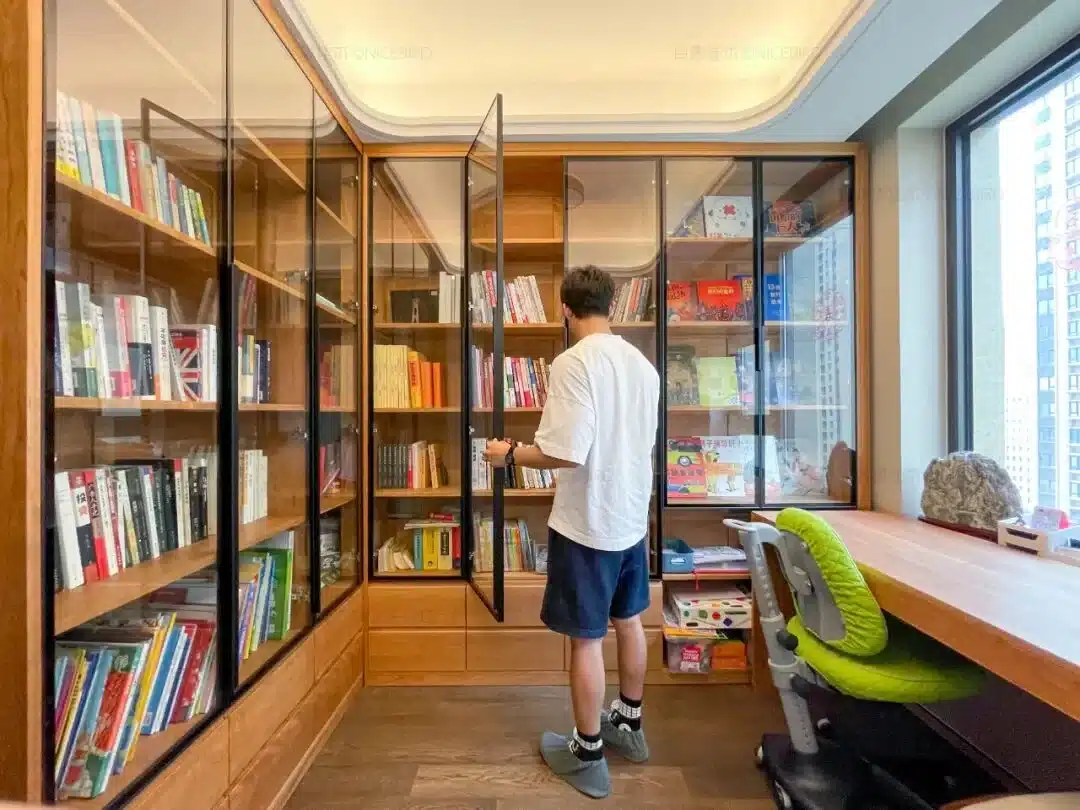 8㎡书房两面书墙，9㎡儿童房上下铺衣柜，小空间利用典范