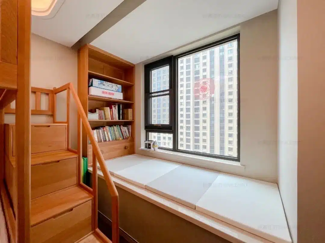 8㎡书房两面书墙，9㎡儿童房上下铺衣柜，小空间利用典范