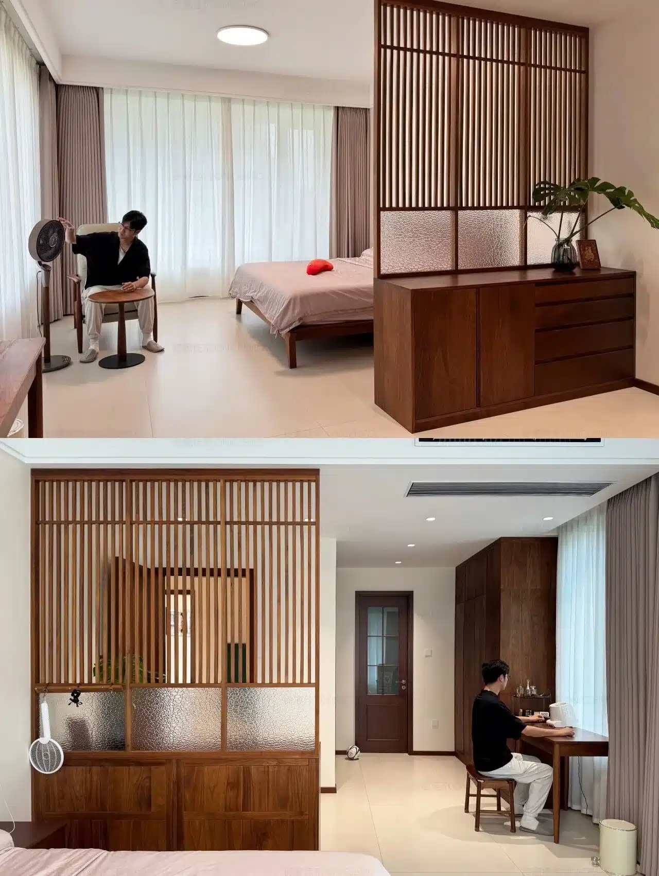 卧室进门正对床，屏风一挡就化解